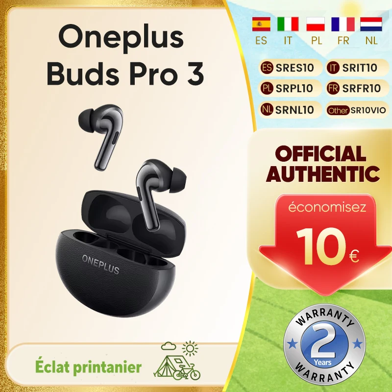 Écouteurs TWS OnePlus Buds Pro 3 Version Globale Bluetooth 5.4 ANC Dynamique en Temps Réel 50dB Driver Dynamique 43h d'Autonomie IP55