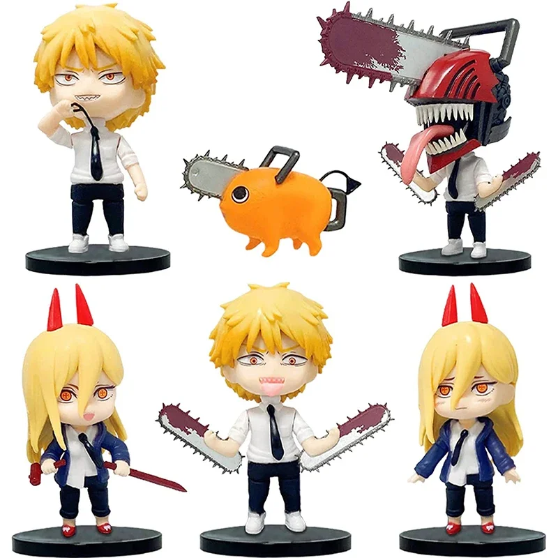 Chainsaw Man Figure Toy Pochita Denji Figures Model Q Version Character Statue Decoration Thanksgiving Christmas Birthday Gifts