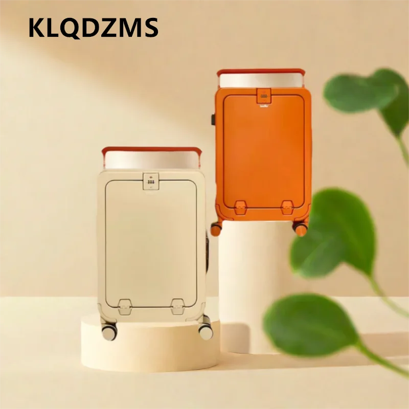 KLQDZMS Laptop Suitcase Front Opening Boarding Case Men's ABS+PC Trolley Case 18