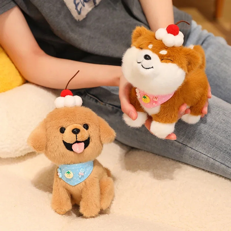 

Happy Birthday Puppy Plush Toys Soft Cute Laughing Husky Bichon Shiba Inu Golden Retriever Doll Cute Desktop Pets Party Decor