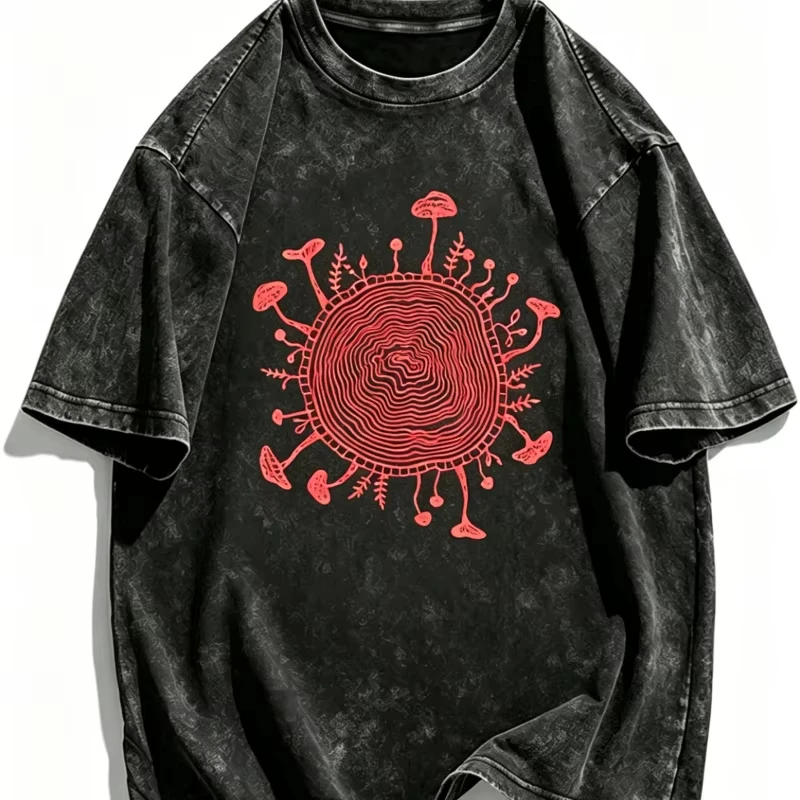 Surreal Mushroom Tree Ring T Shirt Unisex Men Women Cotton Graphic Printed Short Sleeve Psychedelic Tee Summer 2026 Hot Sale
