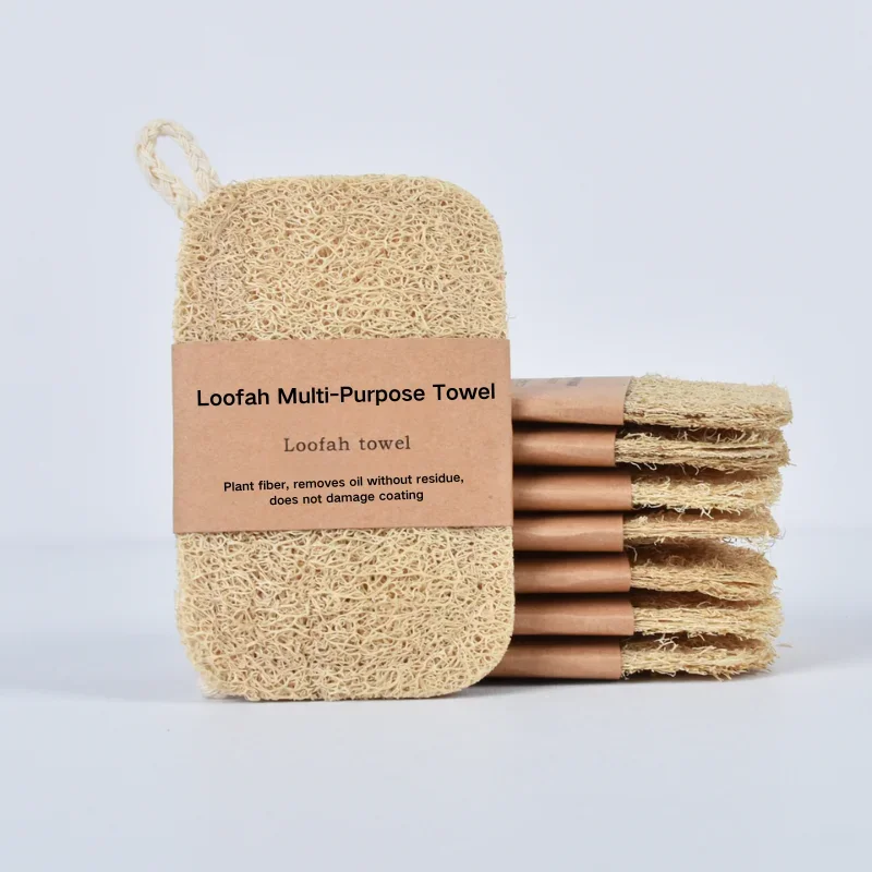 Natürlicher Luffa-Schrubber – Umweltfreundlicher Geschirrspülschwamm, quadratisches Design für die Küche (7x10cm & 7x11cm)