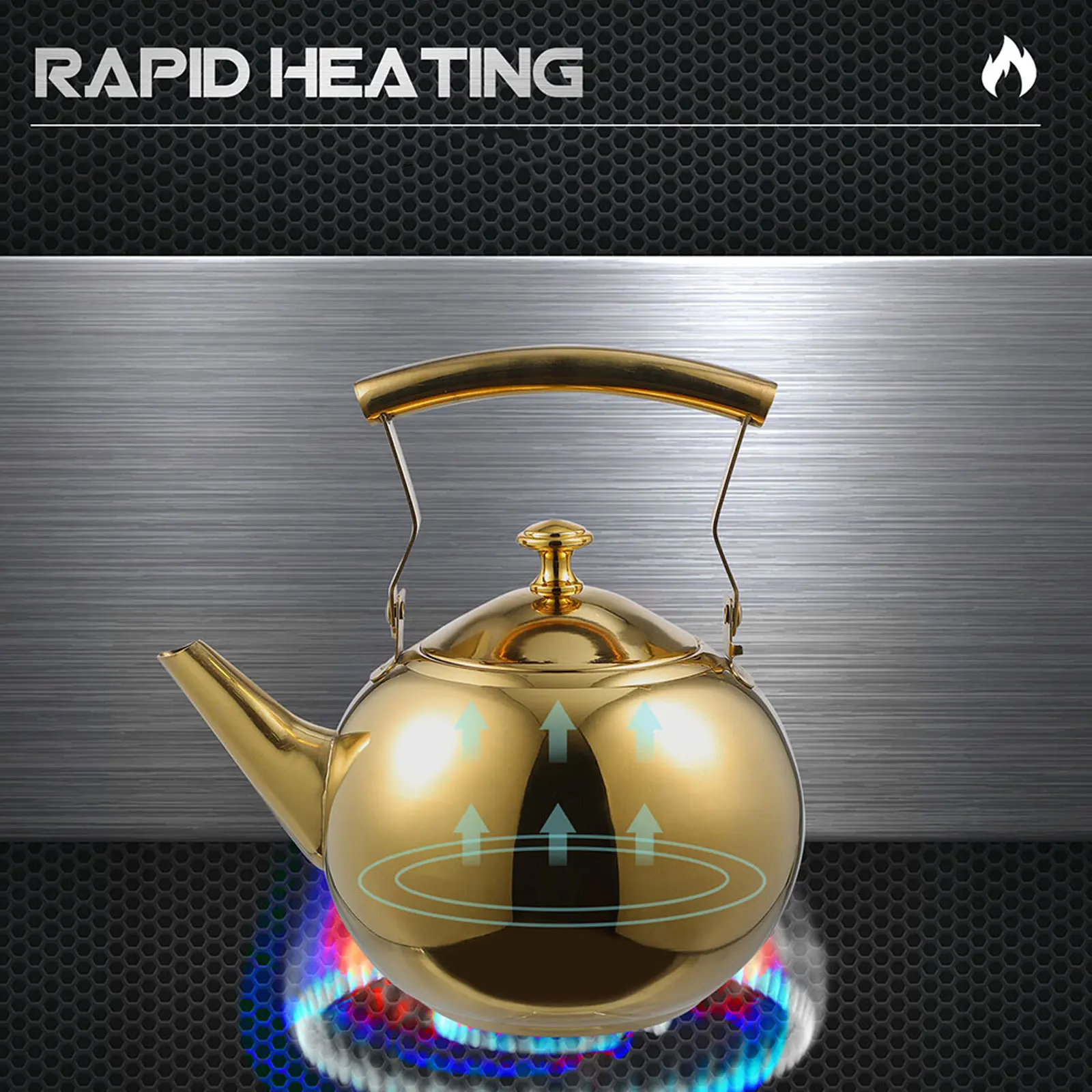 

Stainless Steel Teapot Kettle Stovetop Whistling Gas Stove Boiling Pot Heat Resistant Portable Home Use with