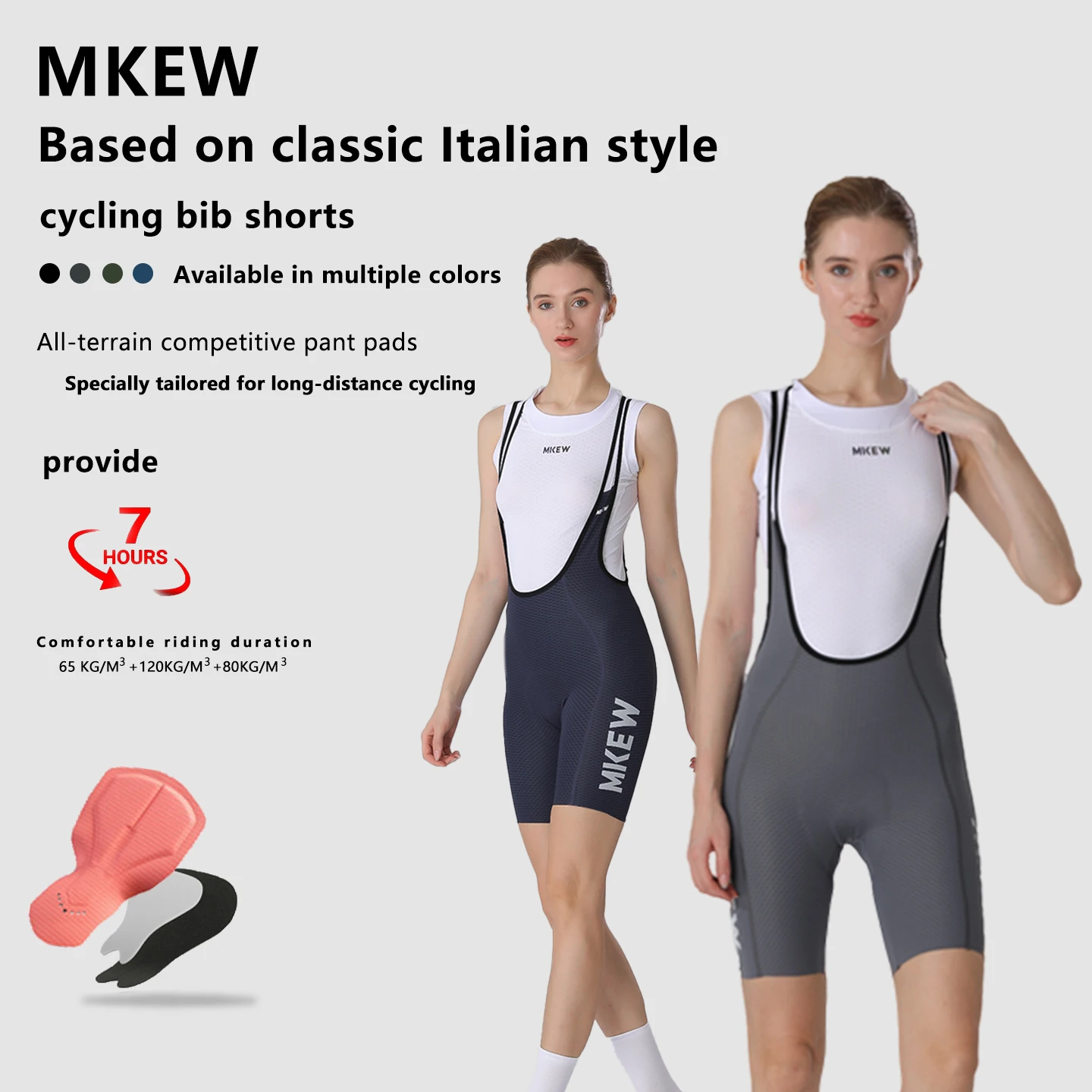

MKEW Women's High-Waisted Cycling Bib Pants Summer Bike Shorts Shock-Absorbing Pad MTB Bicycle Clothing