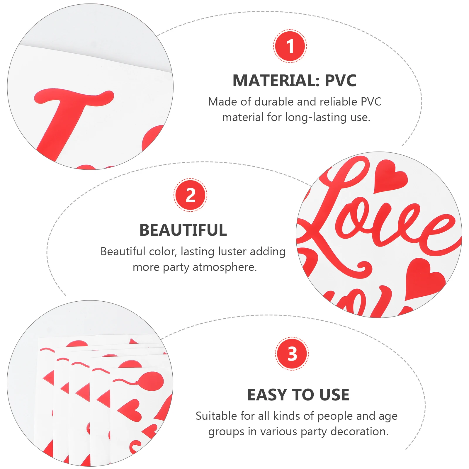 

5pcs Pop Ball Stickers Love You Valentine Wedding Party Decorations Balloon Decals Balloon Stickers DIY Supplies