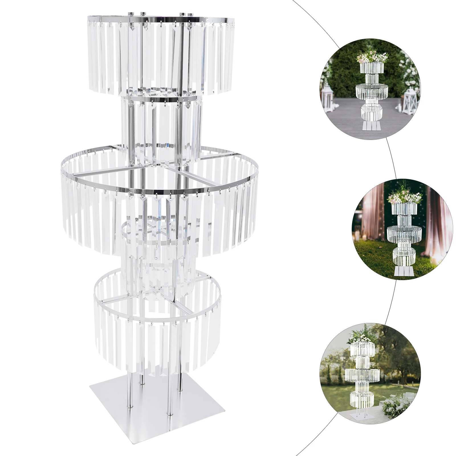 

5-tier Crystal Flower Stand，Wedding Centerpieces Crystal Vases, Premium Display Shelf for Party Table Decor Gold/Silver