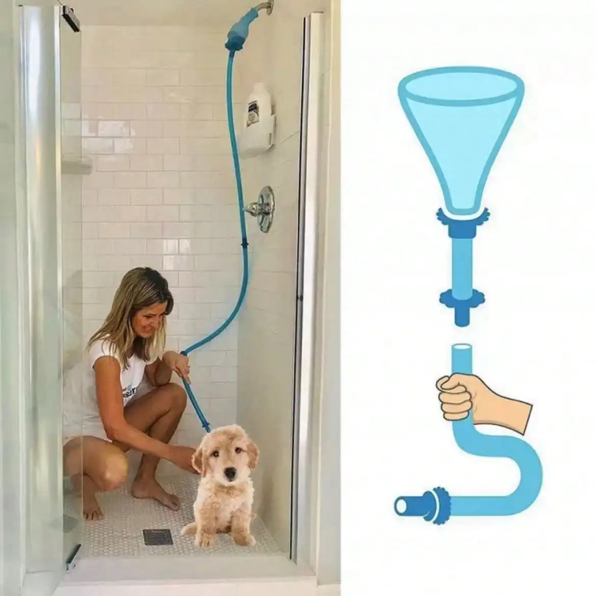 1pc Slip-on  Wash Hose Attachment, Pet Bather For Showerhead And Sink, Handheld Shower Sprayer/Washer