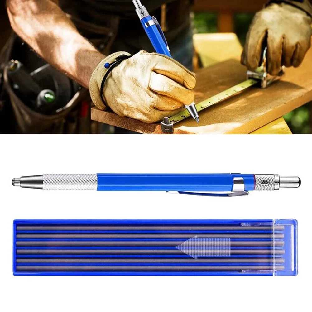 Ołówek spawalniczy Silver Streak z 12-częściowymi okrągłymi srebrnymi wkładami Metalowy marker Wysokiej jakości ołówek automatyczny 12 * Zestaw wkładów