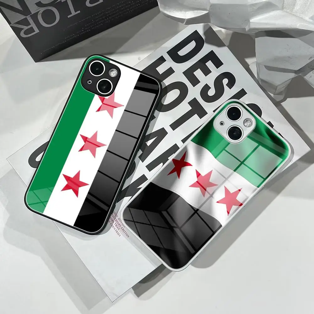 

syria flag Phone Case Tempered Glass For IPhone 16 15 Pro Max 14 13 12 Mini Plus Samsung S24 S23 Ultra phone case