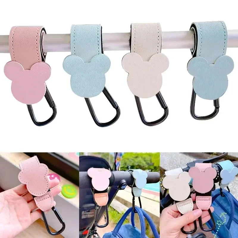 1-3pcs Cartoon Leather Baby Bag Stroller Hook Rotatable Cart Organizer Pram Hook Pram Rotate 360 Degree Stroller Accessories