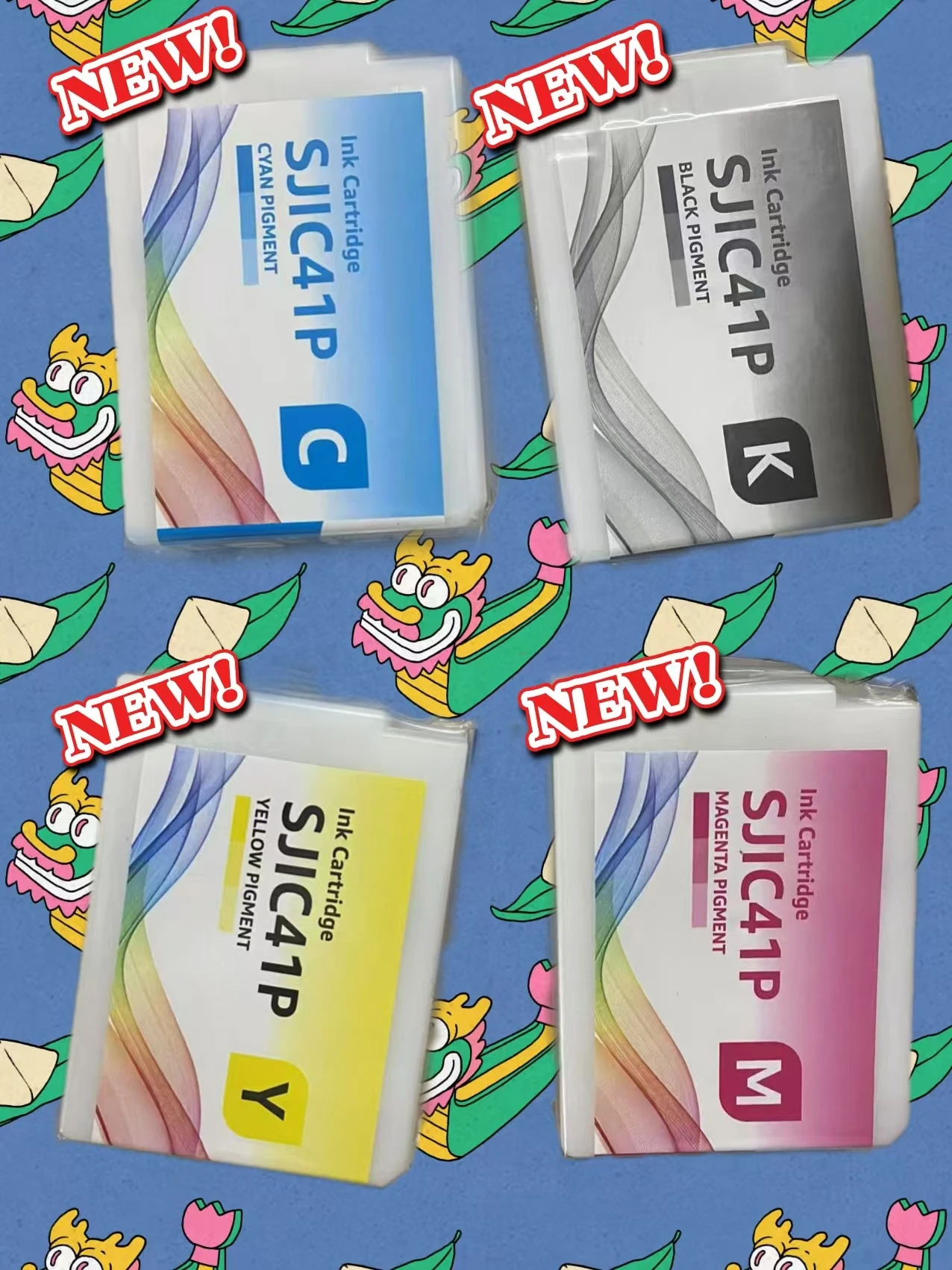 Remanufactured SJIC41P Ink Cartridge 4Packs Replacement for Colorworks C4000u Printer SJIC41P-B SJIC41P-C SJIC41P-M SJIC41P-Y