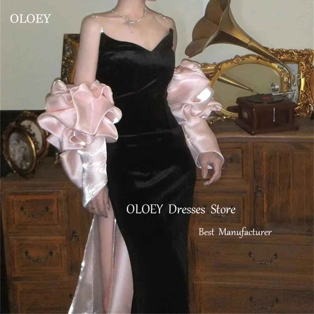 OLOEY-Vestidos de Noche de sirena elegantes, vestidos de graduación de Velour, tirantes finos, Photoshot, hasta el suelo, fiesta de boda, personalizado gratis