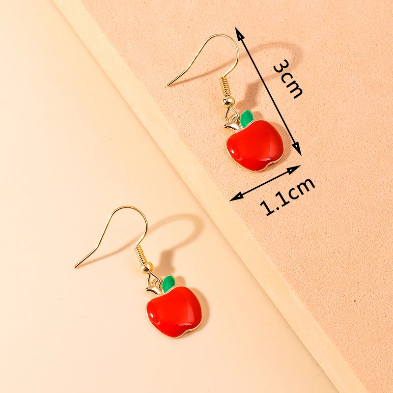 Aihua süße Früchte Ohrringe schöne Emaille Kirsche Apfel Banane Erdbeer Ohrringe für Frauen Tropfen Ohrringe Ohr haken Schmuck Geschenke – Detail 10