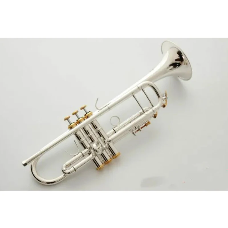 Stradivarius Best quality LT197S-99 Trumpet B Flat Silver Plated Professional Trumpet Musical Instruments with Case