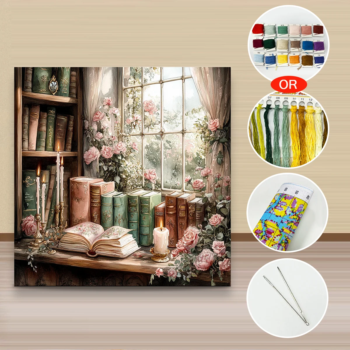 1 Stück 50x50 cm/19,69 Zoll, 11Ct/14Ct Kreuzstich-Set, DIY Valentinstagsgeschenk, Stickerei-Set für Festivals, Stadt – Detail 3