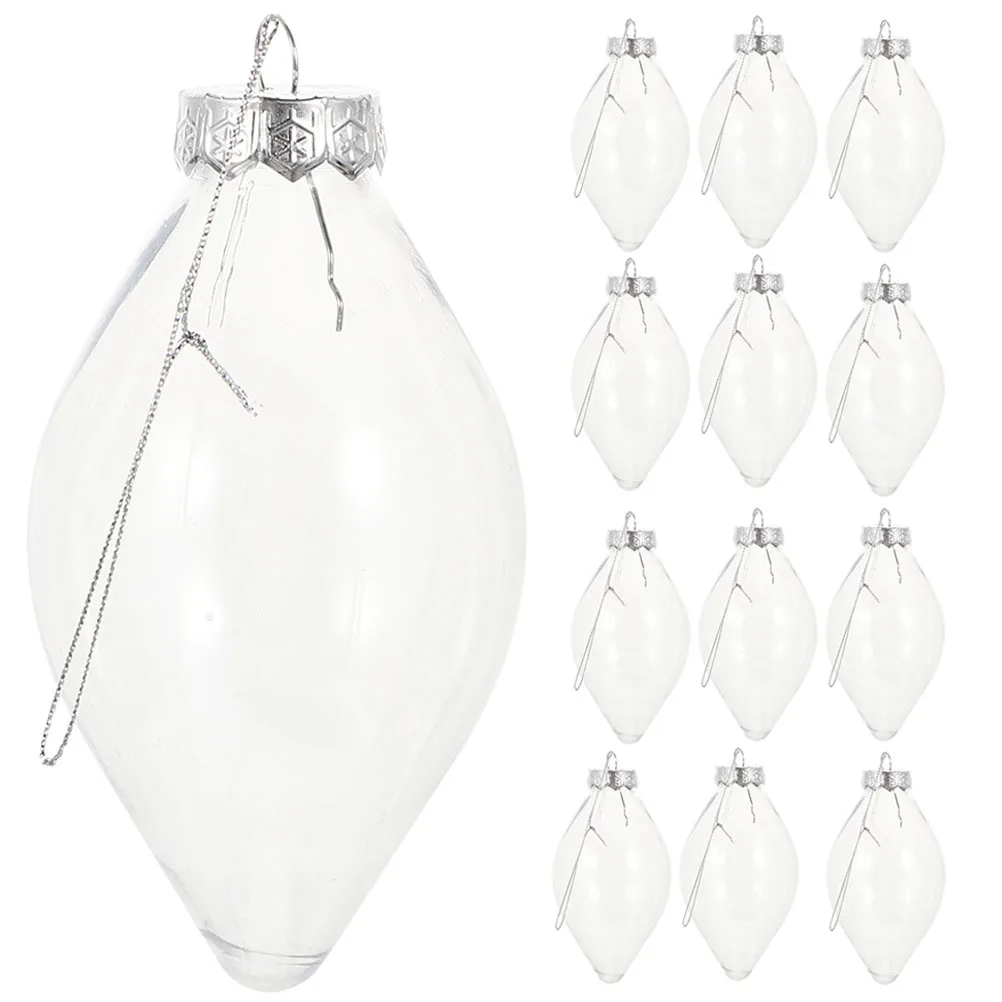 

24Pcs Transparent Fillable Ball Ornament Bulb Style Plastic Christmas Tree Decor for Holiday Party Wedding Window Door Hanging