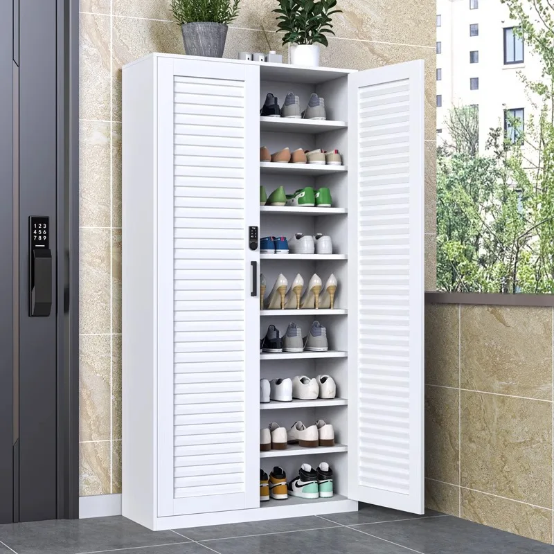 Simple steel shoe cabinet password anti-theft belt lock entry door entrance shoe cabinet home door corridor outdoor storage