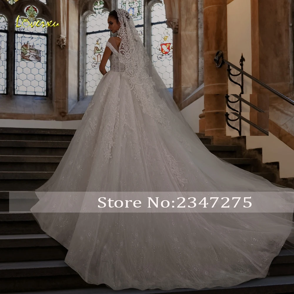 Loverxu Ball Gown Royal Wedding Dresses 2023 Sweetheart Cap Sleeve Vestido De Novia Embroidery Appliques Princess Robe De Mariee