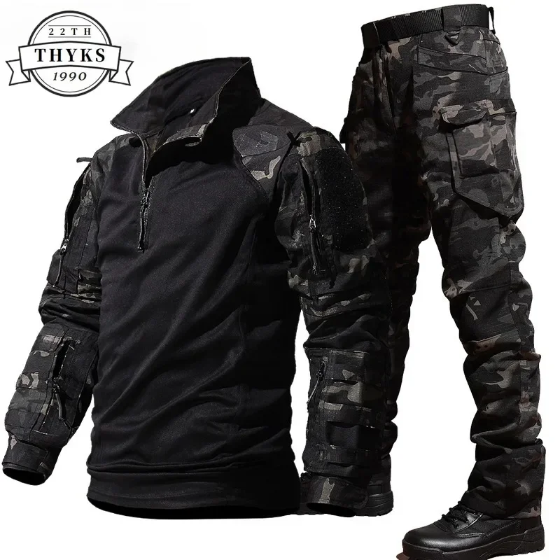 Men's Military Tactical Suit Outdoor Durable Breathable T-shirt Loose Pants G3 Frog Workwear Set Multi-Pocket Waterproof Suits