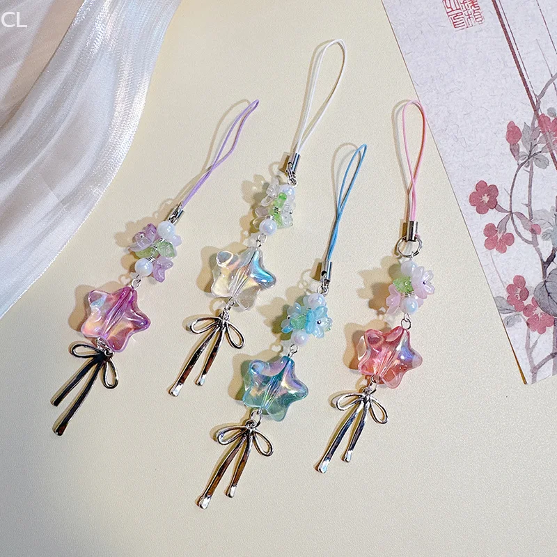 

Sakura Star Wish Girl Heart Colorful Five-pointed Star Mobile Phone Lanyard Cute Guben CCD Pendant