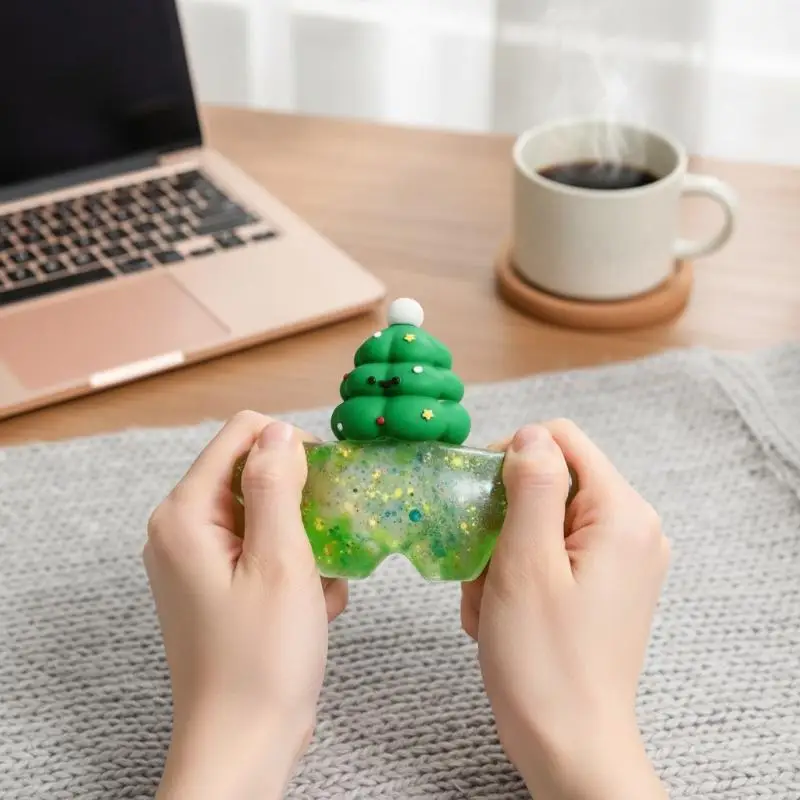Soft Christmas Glitter Fidget Toy Cartoon Snowman Reindeer Christmas Tree Stress Relief Holiday Supplies