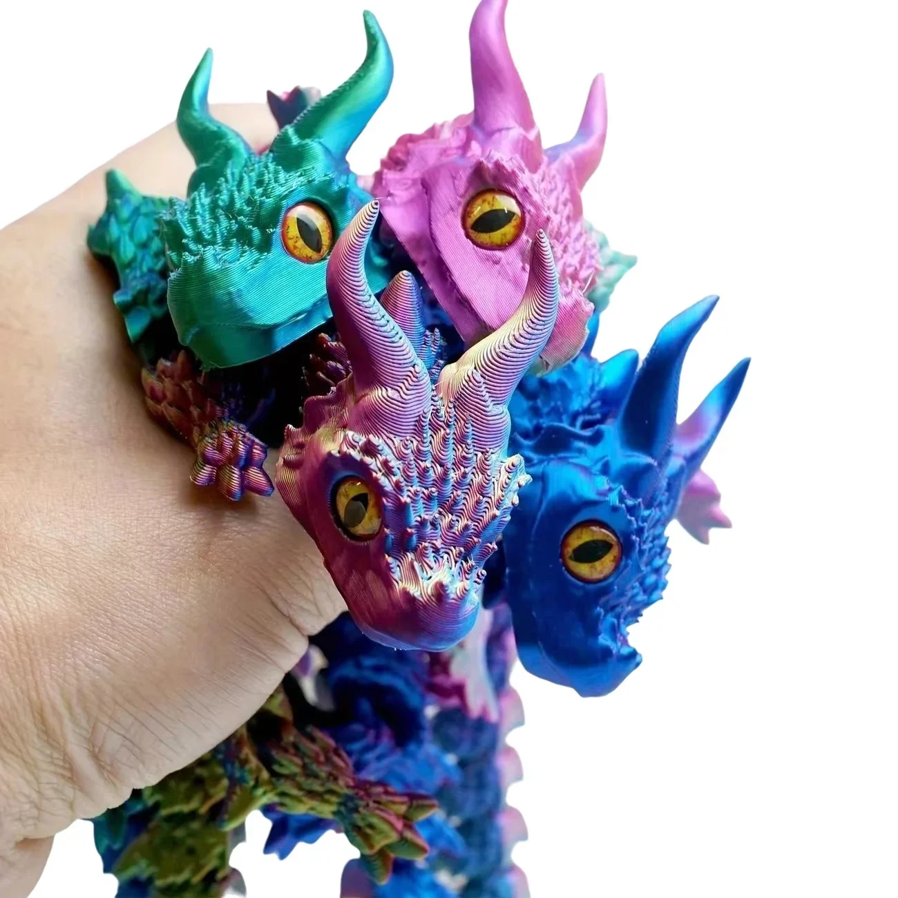 1/4/12pcs Laser Holographic 3D Printed Dragon Figurine - Jointed Articulating Model, Gothic Home Room Decor & Creative Ornament