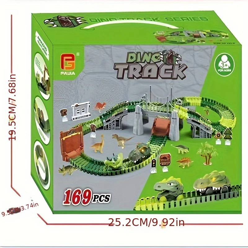 169Dinosaur Paradise Track Electric Car Suit Early Childhood EducationDIYDinosaur Cave Tunnel Track Toy