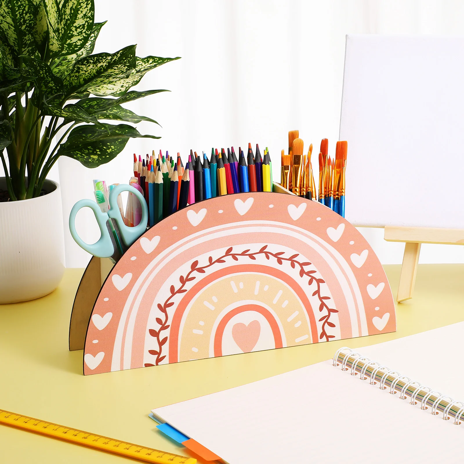 Boîte de rangement en bois, tasse à crayons, organisateur de vanité, joli support pour éponge de bureau