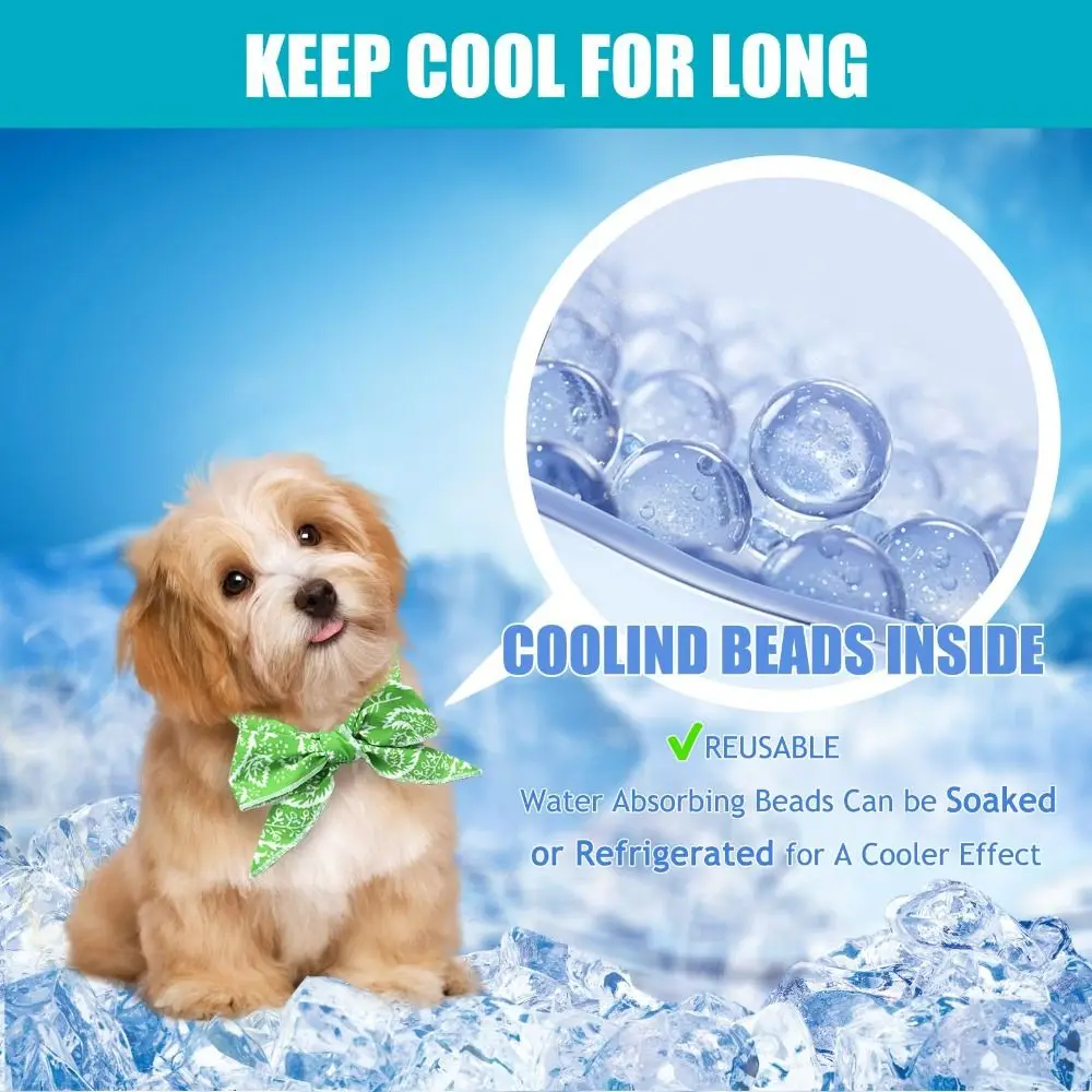 D9 Practical Cute Dog Supplies Cat Cooling Bandana Adjustable Fast Cooling Cat Toy Cooling Ice Scarf Reusable Cat Ice Collar Pet