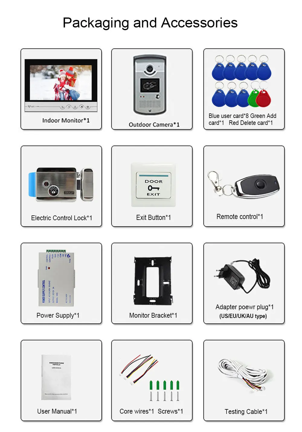 Imagem -06 - Polegada Tuya wi fi Inteligente Sistema de Interfone Telefone da Porta Vídeo com 1monitor e Campainha Câmera e Bloqueio Conjunto Telefone App Desbloquear 9