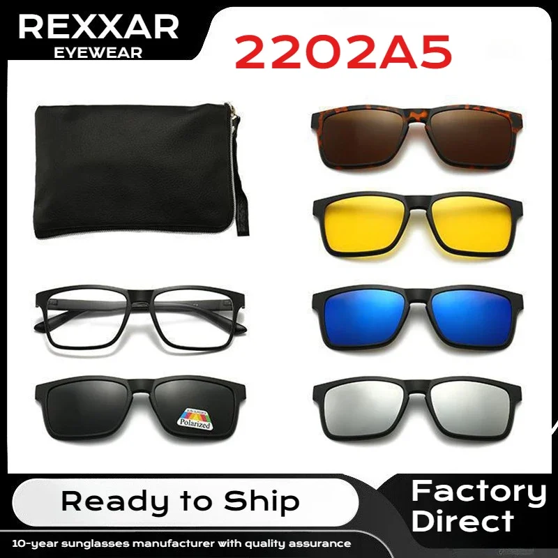 2202A5 6 In 1 Men Women Polarized Optical Magnetic Sunglasses Clip Magnet Clip on Sunglasses Clip on Sun Glasses Frame And Bag ﻿