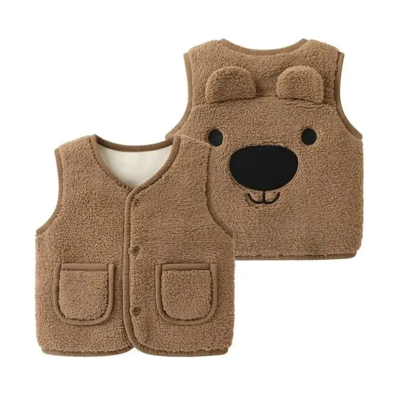

Autumn Winter Kid Vest Fur Baby Girl Boy Clothes Coat Jacket Sleeveless Bear Warm Fleece Vests Children Snow Outfit Waistcoat