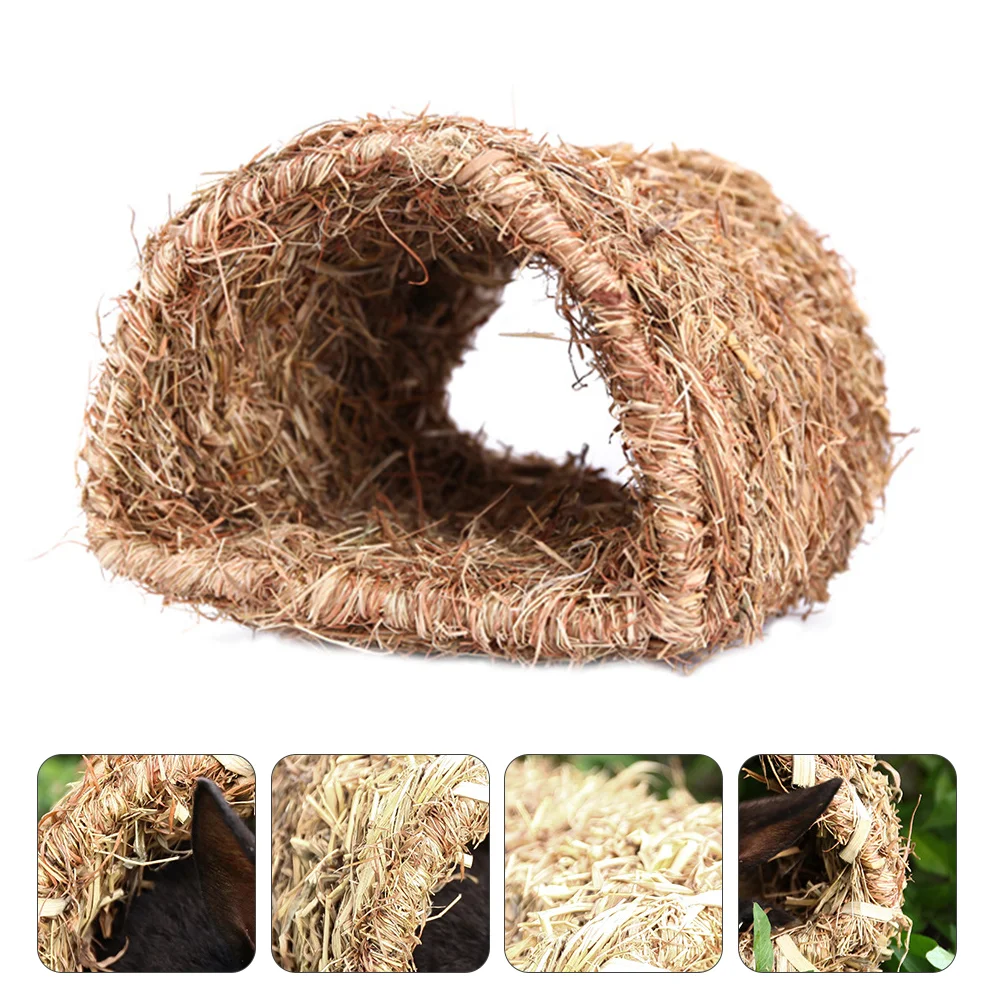 Straw Rabbit Nest Tunnel Toy Exercise Toys Seaweed Playing Supply Amusement Reed Grass Pet Mice Hut