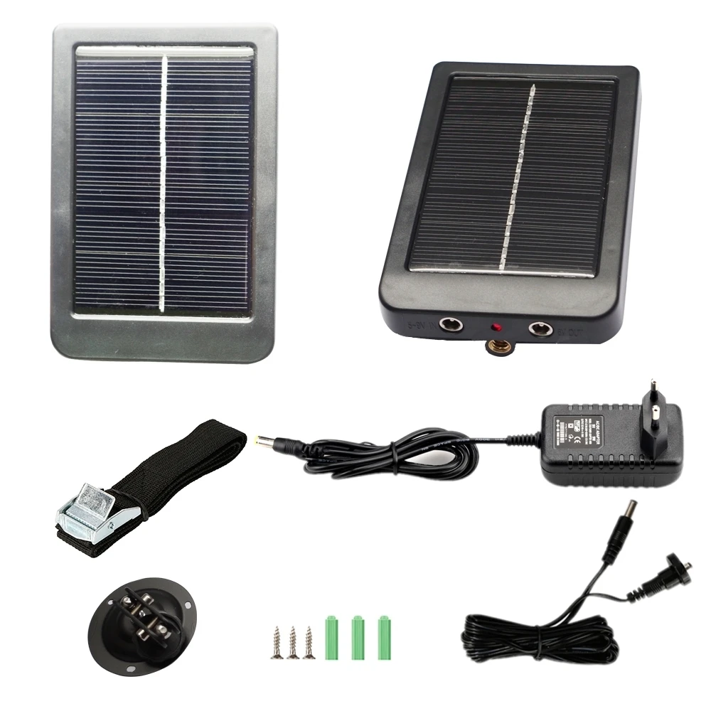 Caricatore da pannello solare Alimentatore esterno per fotocamera da caccia 9V 1.5A Trappole fotografiche HC900 HC801 HC700 HC550 HC300