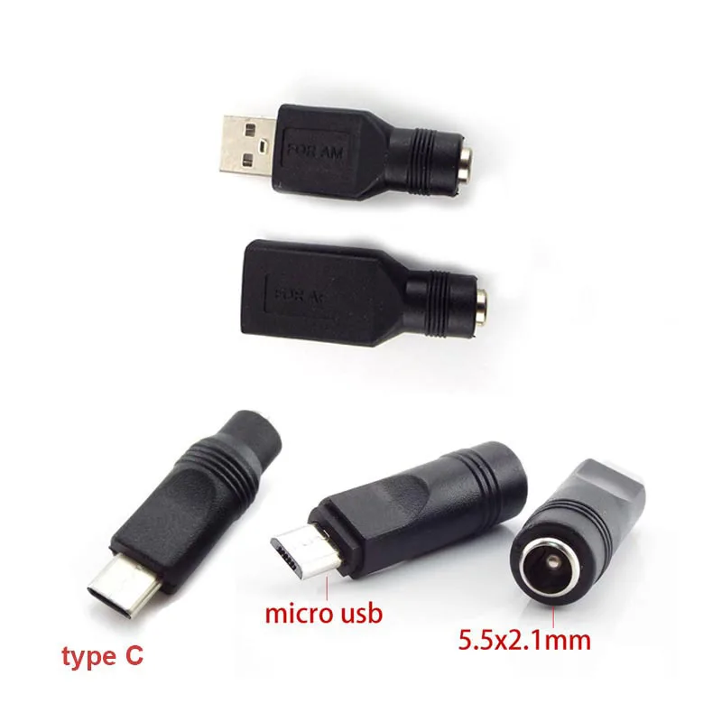 5.5*2.1mm DC Female power Jack To type c mirco usb 2.0 type a male Plug Female Jack 5V Power Plug Connector converter Laptop o