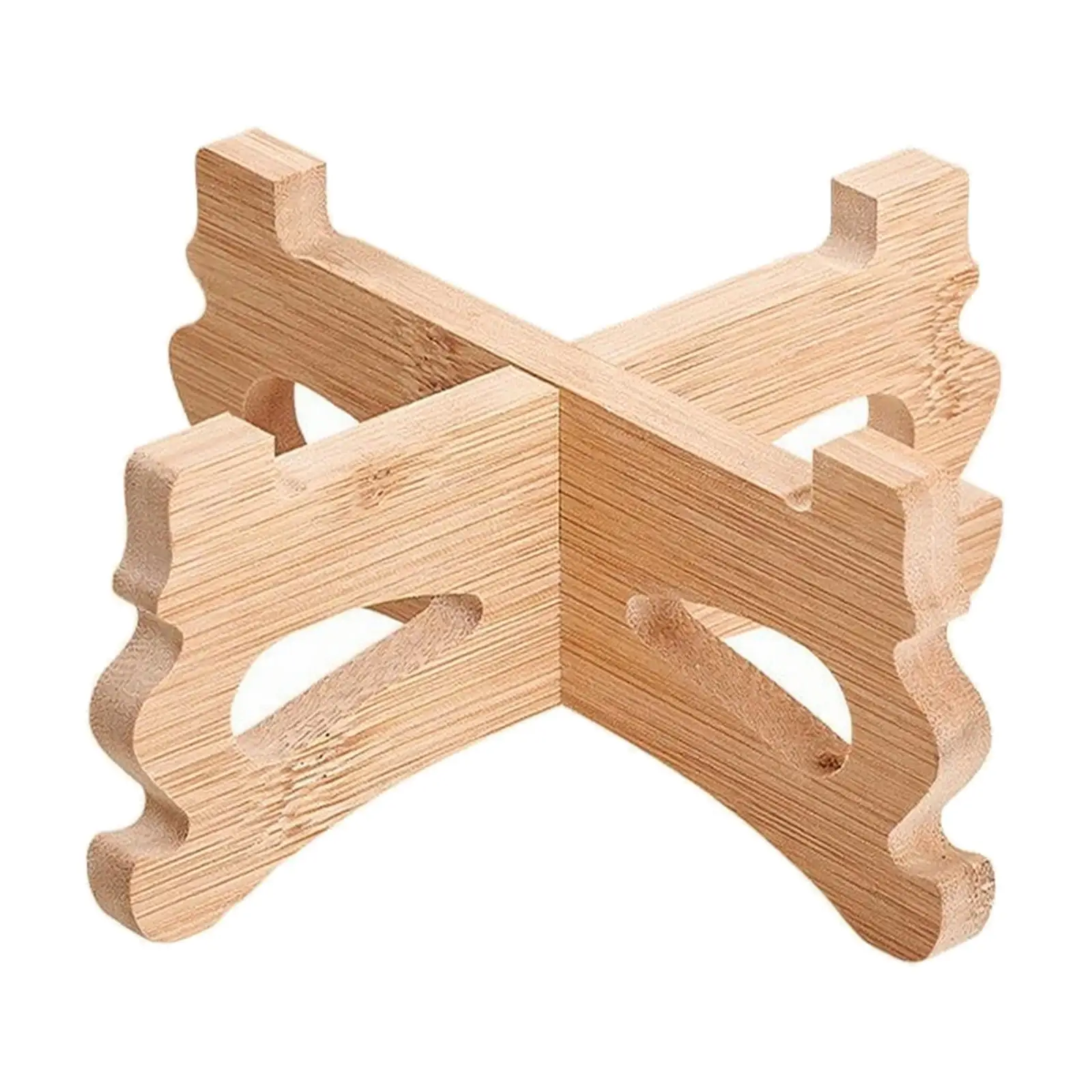Bamboo Plant Display Stand Round Wooden Flower Pot Riser for Indoor Tabletop Decorative Shelf for Living Room Home