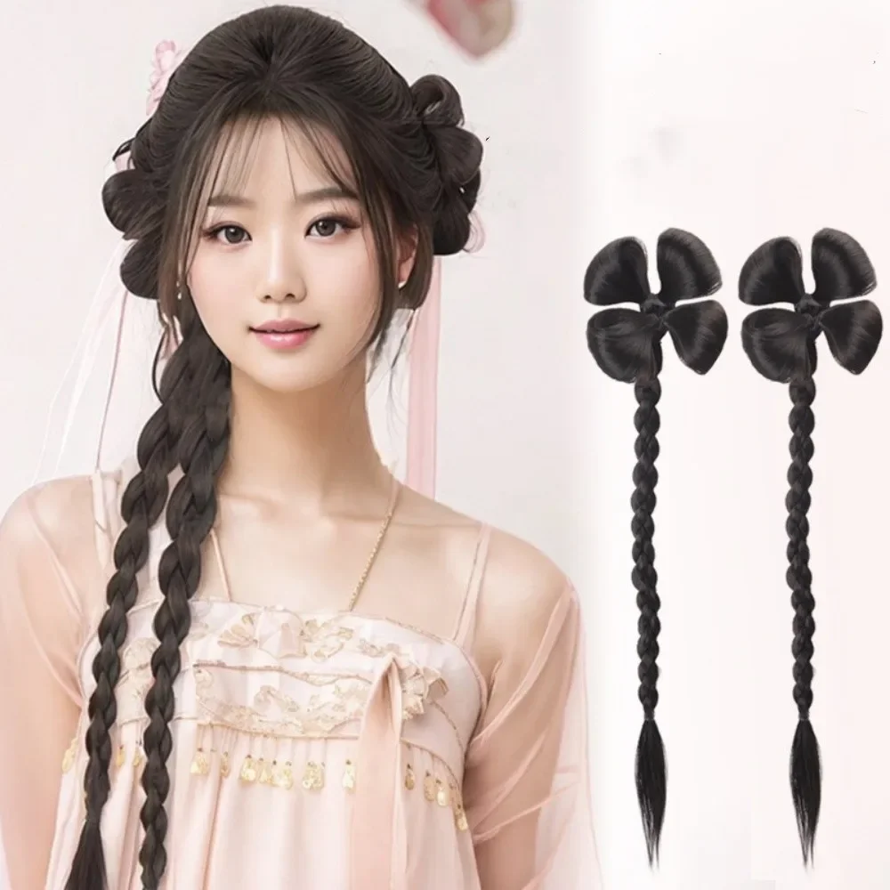 

1pc Ancient Style Synthetic Wig Simulated Twist Braid Detachable Hanfu Hair Accessories Playful Ponytail Extensions