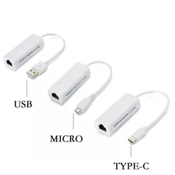 Micro USB Type C to Network Card LAN Ethernet RJ45 10/100Mbps Internet Cable For Android PC Laptop Tablet Windows XP Vista Linux