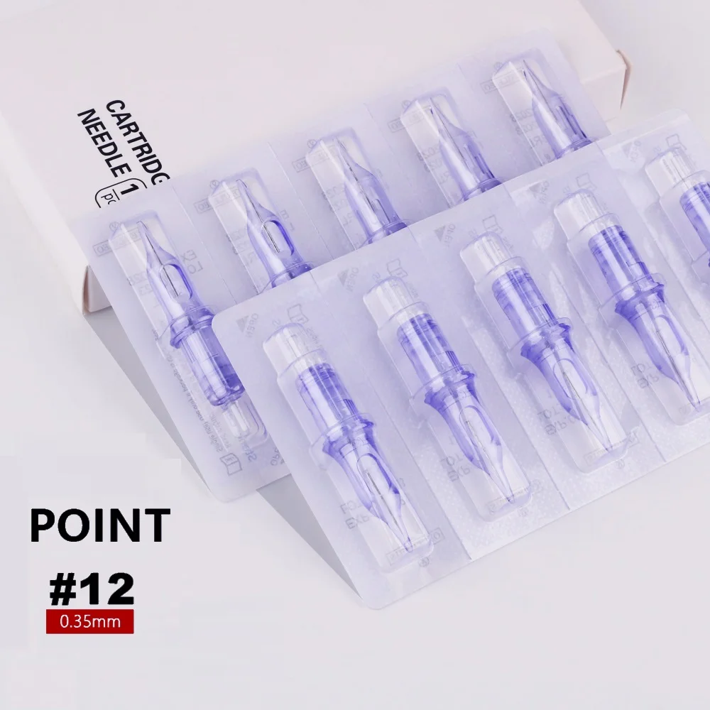 50pcs 0.35mm 3RL Model Tattoo Cartridge Needles Original with Membrane Safe Gold/Purple/Blue Disposable Cartridges Tattoo Needle