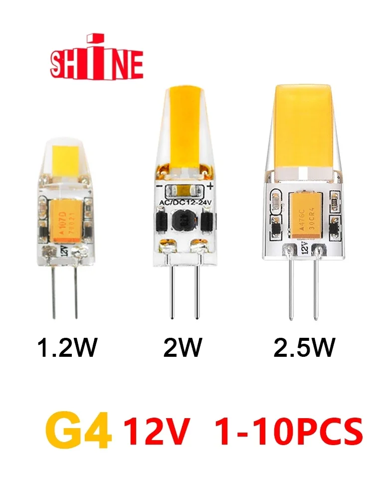 Silica gel mini LED bulb G4 Low voltage 12V COB warm white light is suitable for replacing 20W halogen lamp with crystal lamp