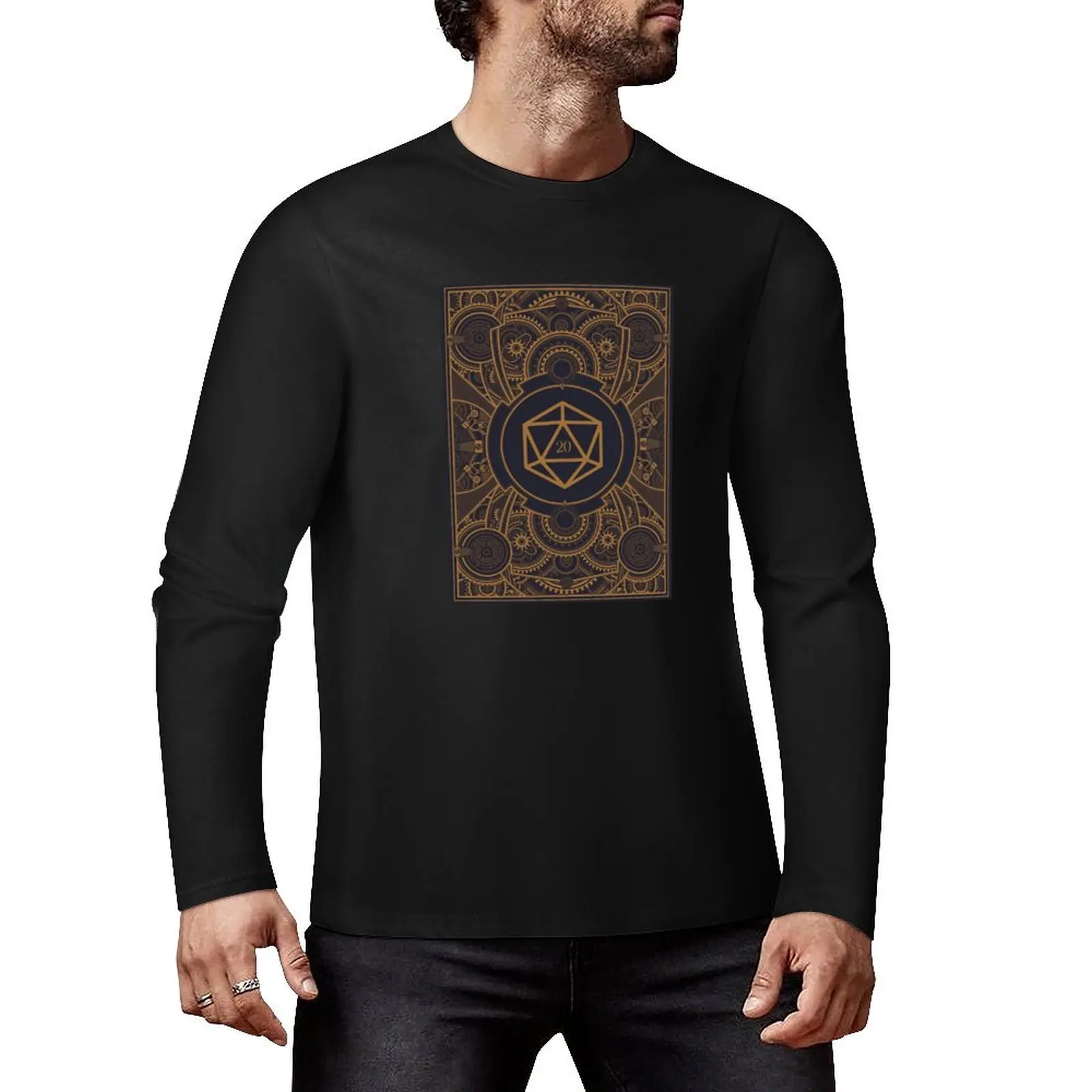 D20 Dice Steampunk Mech Long T-Shirt plain t-shirt man clothes mens funny t shirts