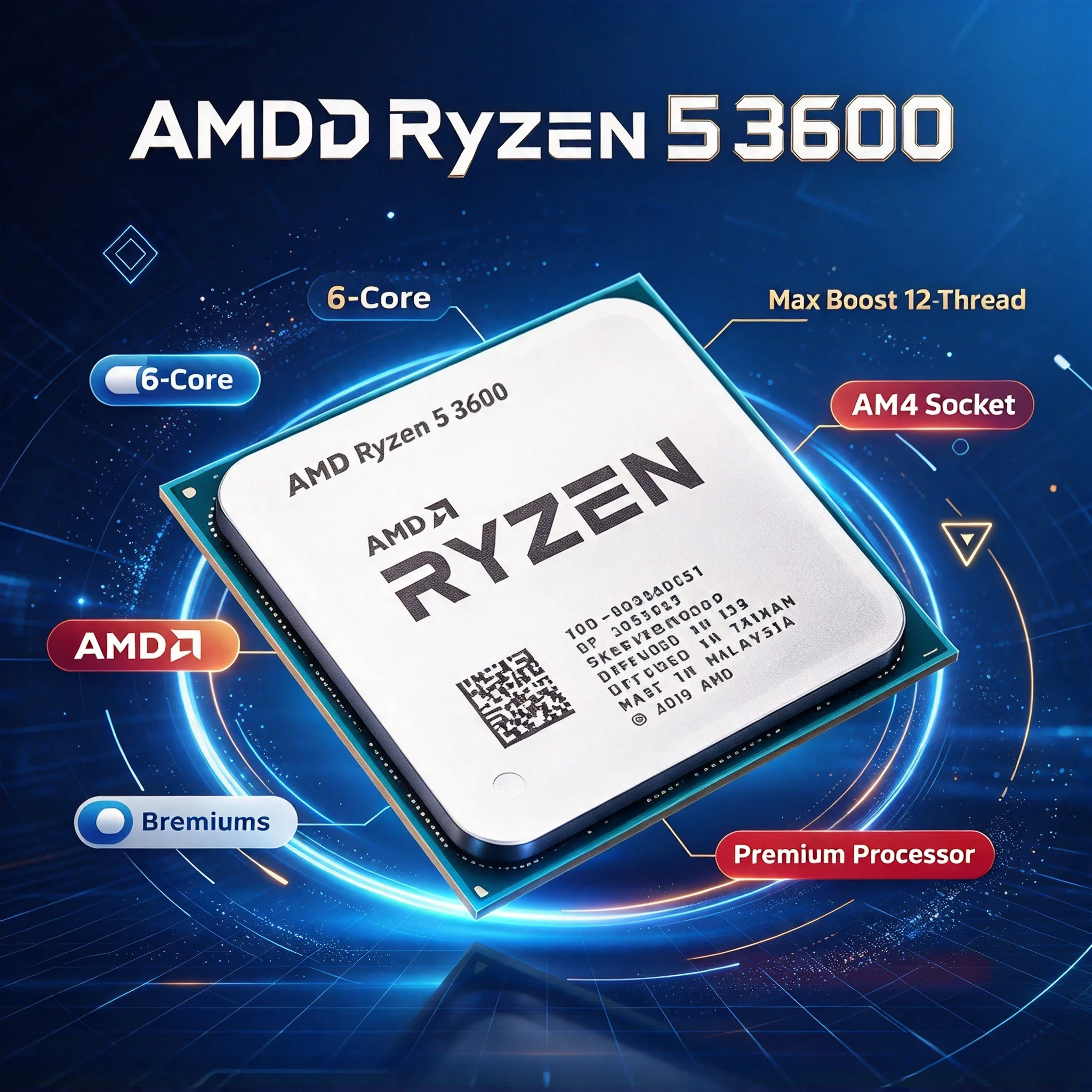 AMD Ryzen 5 3600 6 Core 12 Thread 4.2GHz 65W AM4 Desktop Gaming Processor Tray No Cooler New Pro Max Unit Plus Edition