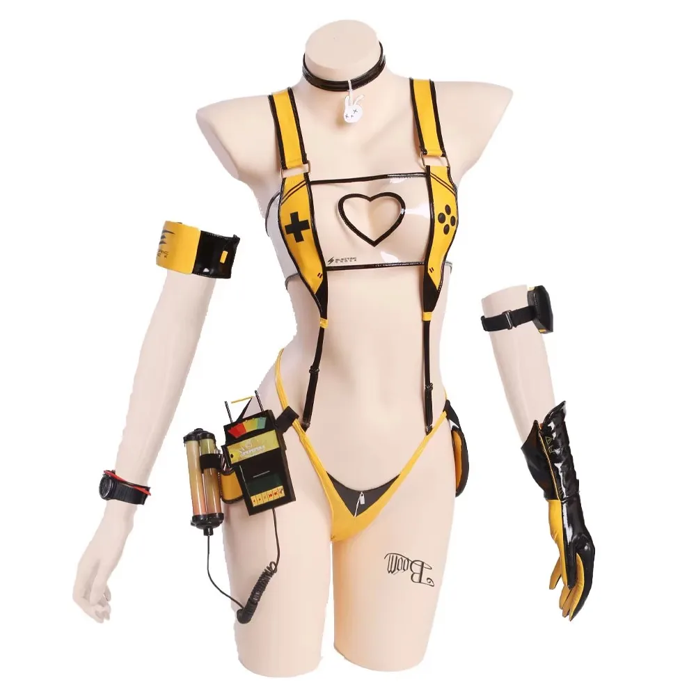 

Nikke Elegg Cosplay Costume Transparent Bunny Girl Medical Rabbit Jumpsuit Elegg Yellow Summer Swimsuit Halloween Costume