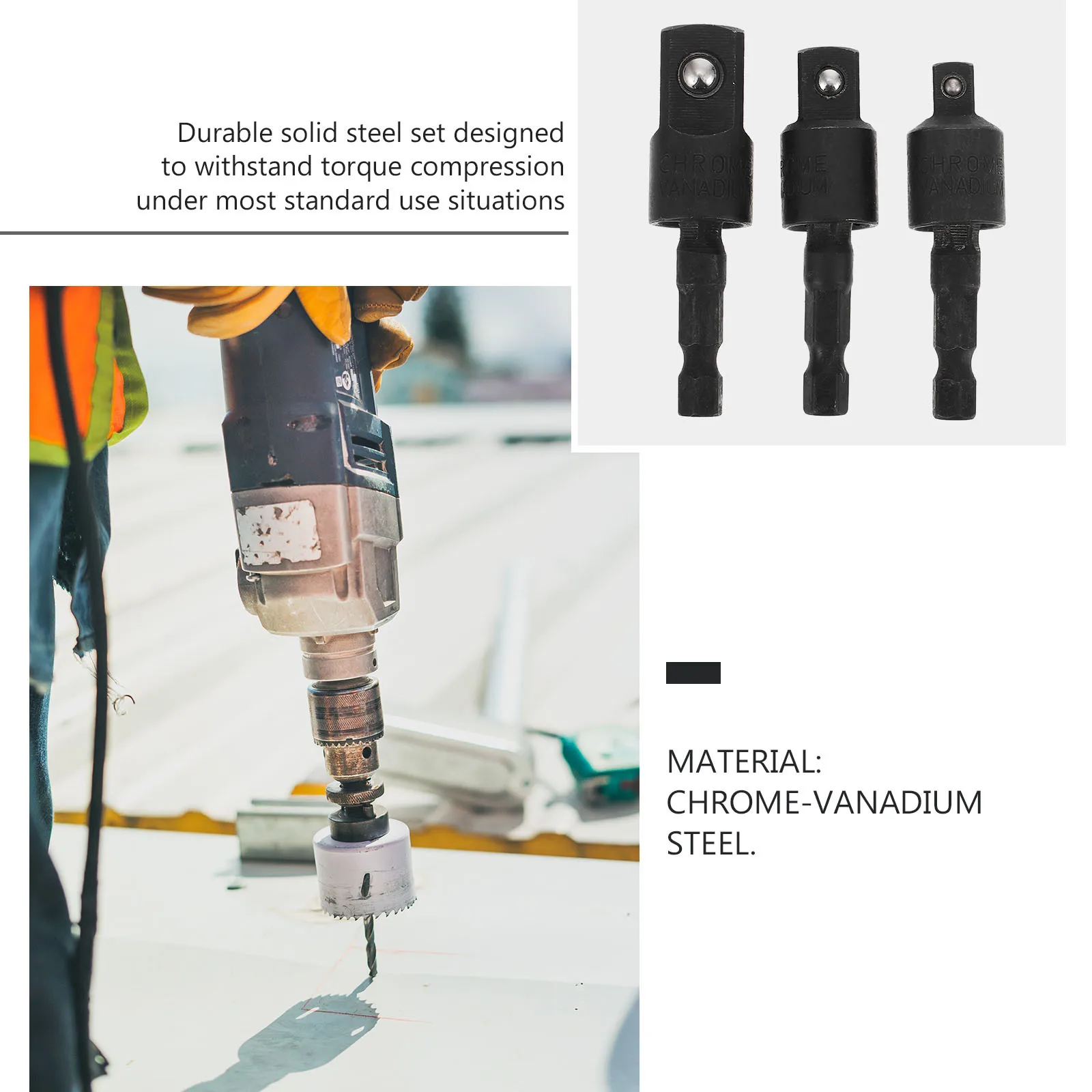 2 szt. Adapterów do wiertarki z obrotową końcówką 360 stopni, zestaw nasadek typu wobble, stal chromowo-wanadowa, antykorozyjne, do majsterkowania
