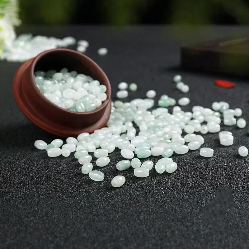 

50pcs 6mm-12mm Wholesale Jade Rice Bead Parts, Ice Glutinous Seed Jade Light Green Rice Bead Bracelet Necklace Accessories