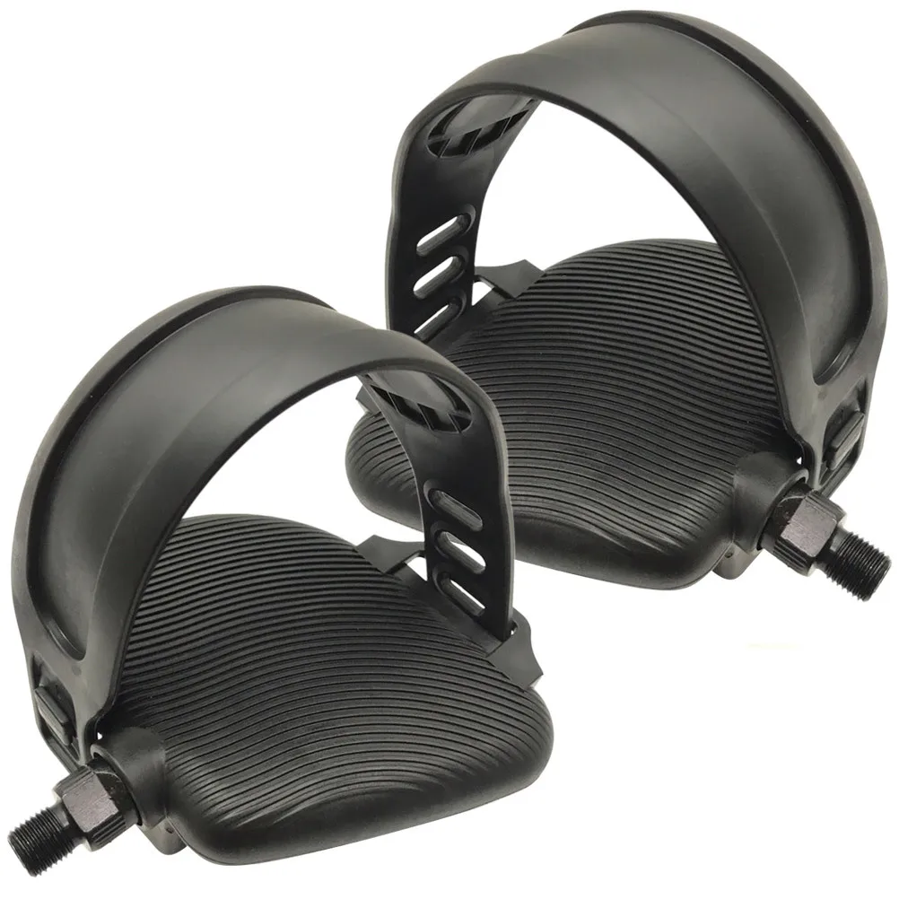 1Pair Nonslip Bike Pedals Sturdy Adjustable Rubber Straps Safe Ride Experience Replacement Parts Accessories Bike Pedals