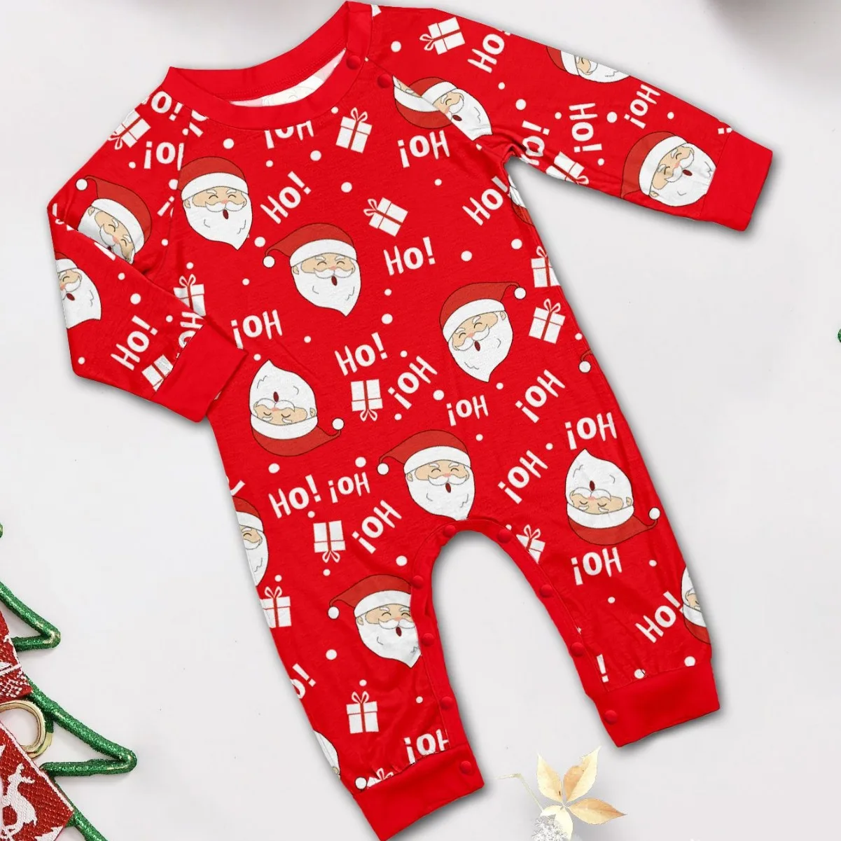 Christmas Pajamas Family New Santa Claus Print Raglan Sleeves Red White Contrasting Parent-child Pajama Set Sleepwear Loungewear