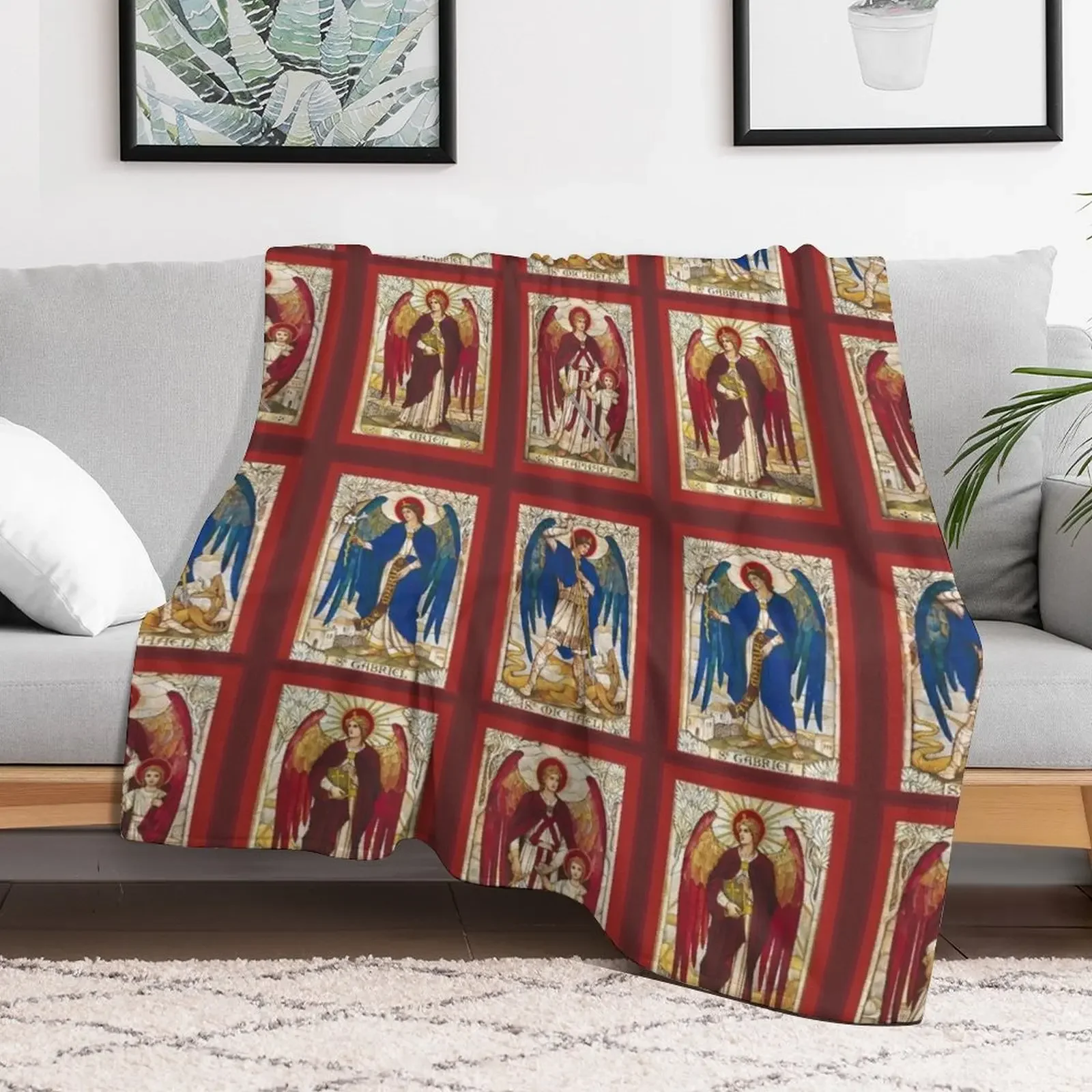 St MIchael St Gabriel St Raphael and Uriel Archangel Angel Saint Throw Blanket Flannels Cute Plaid Shaggy Blankets