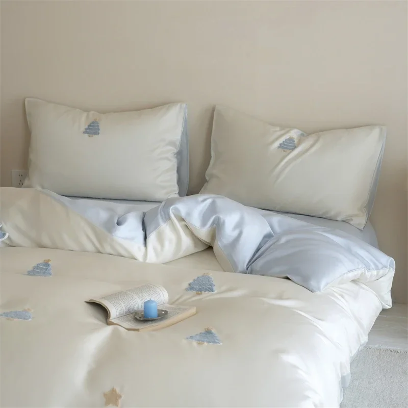 100% Lyocell Duvet Cover Set Soft Skin-friendly Comfortable Bedding Set Natural Plant Fiber Single Double Comforter Cover Set