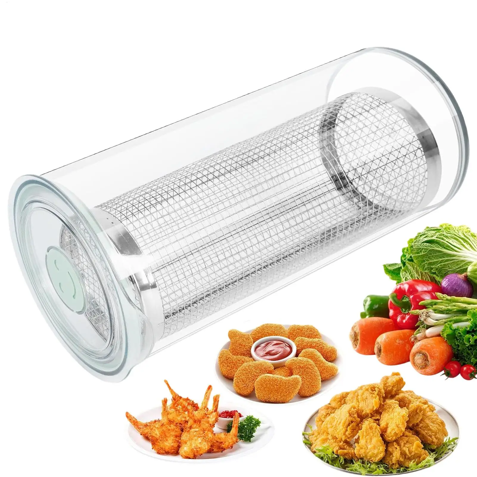 

Food Breader Shaker 360 Degree Clear Dispenser Roller Fish Batter Shaker With Lid For Home Kitchen Baking Camping Meal